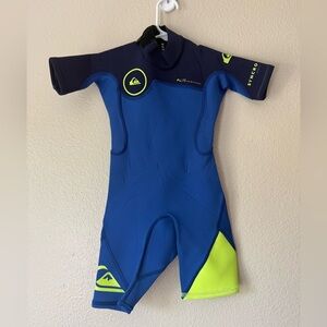 Quiksilver Kids Navy and Neon Green Rashguard